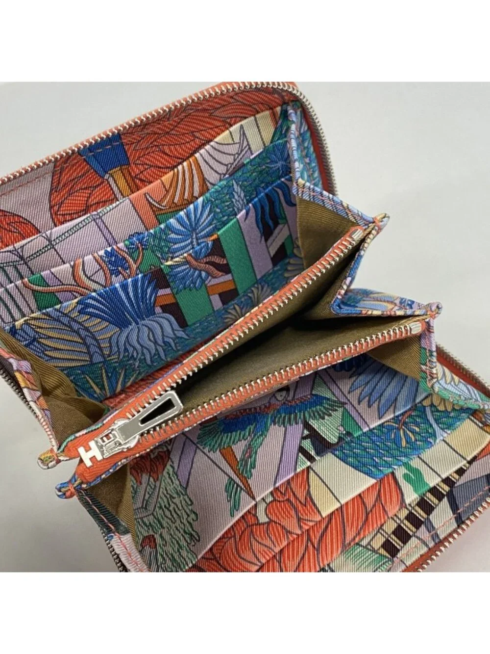 Hermes Coin Case Azap Silk Compact Veau Orange Field Silver